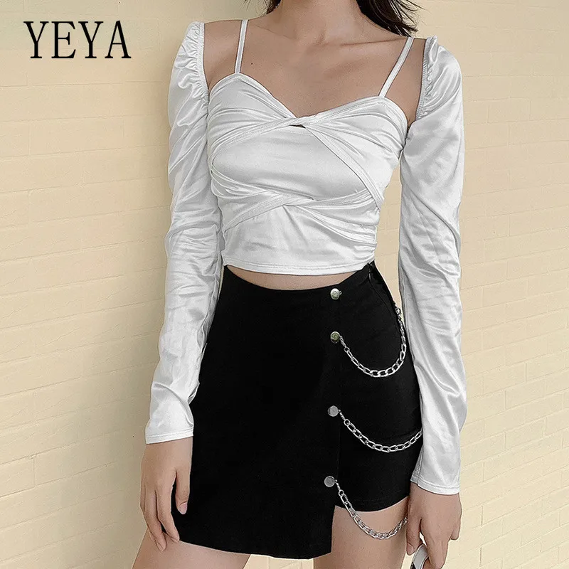 YEYA Elegant Long Sleeve Slim T-Shirt Women White Long Sleeve Sexy Backless Skinny Spaghetti Strap Party Crop Top
YEYA Elegant Long Sleeve Slim T-Shirt Women White Long Sleeve Sexy Backless Skinny Spaghetti Strap Party Crop Top