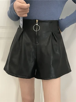 Women Spring Autumn Fashion Korea Style Large Size PU Leather High Waist Black Solid Color Shorts Female Wide Leg Casual Shorts
Women Spring Autumn Fashion Korea Style Large Size PU Leather High Waist Black Solid Color Shorts Female Wide Leg Casual Shorts