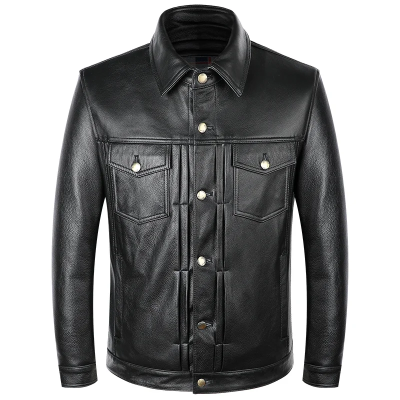Мужская мотоциклетная куртка из натуральной воловьей кожи, повседневная куртка в байкерском стиле, пальто из 100% натуральной воловьей кожи для осени и весны
Мужская мотоциклетная куртка из натуральной воловьей кожи, повседневная куртка в байкерском стиле, пальто из 100% натуральной воловьей кожи для осени и весны