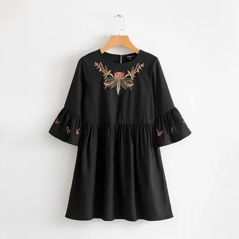 Spring And Autumn Western Style 2019 Spring New Style Loose-Fit Crew Neck Short Sleeve Laminated Sleeve Embroided Dress WOMEN'S
Spring And Autumn Western Style 2019 Spring New Style Loose-Fit Crew Neck Short Sleeve Laminated Sleeve Embroided Dress WOMEN'S