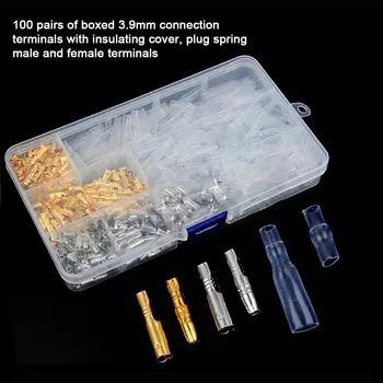 100Pair 3.9mm Male Female Electrical Wire Connector Crimp Terminals with Insulated Covers Assortment Kit With Box
100Pair 3.9mm Male Female Electrical Wire Connector Crimp Terminals with Insulated Covers Assortment Kit With Box