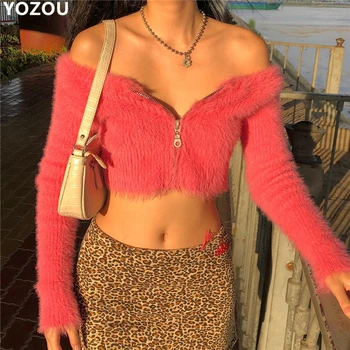 Harajuku vintage pink lady kawaii cute candy color slash neck zipper cardigan cropped sweater female women YL-47
Harajuku vintage pink lady kawaii cute candy color slash neck zipper cardigan cropped sweater female women YL-47