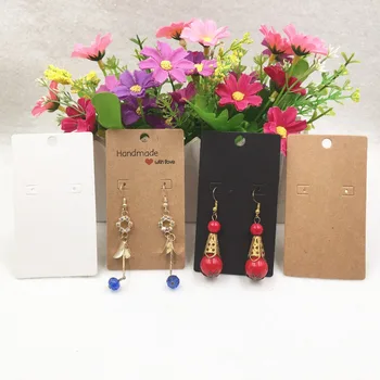 

50pcs 9*5cm Kraft Paper Handmade with Love Jewelry Earring Displays Card Boutiques Sale Accessories Card