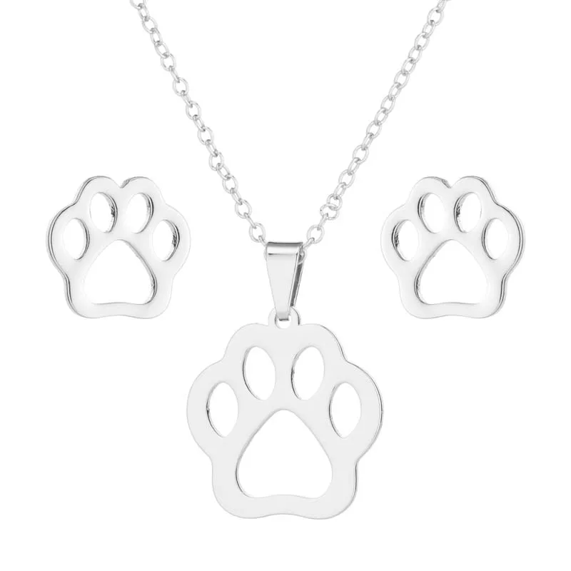 Hfarich Изящные серьги гвоздики в виде лап животного Мишка кошка собаки ожерелья