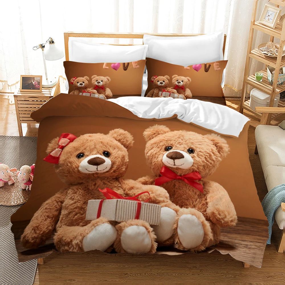 Cute Bear Cartoon Bedding Set Duvet 