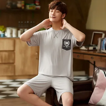 Summer Pajamas Male Loose Short Sleeve Shorts Thin Two-Piece Suit Modal Men Tracksuit a Generation of Fat
Summer Pajamas Male Loose Short Sleeve Shorts Thin Two-Piece Suit Modal Men Tracksuit a Generation of Fat