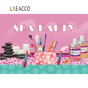 Laeacco Photo Background Pink Princess Women Make Up SPA Party Shop Poster Photography Backdrop Photocall Photo Studio