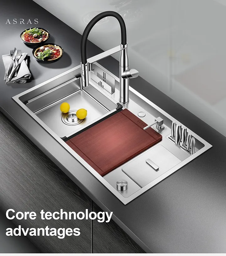 Asras 8649L+3059 SUS304 handmade kitchen sink multipurpose sink work station fine brushed with drainer and kitchen tap free ship
Asras 8649L+3059 SUS304 handmade kitchen sink multipurpose sink work station fine brushed with drainer and kitchen tap free ship