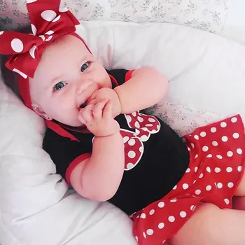 Infant Baby Girls Bowknot Dot Print Bodysuit Romper Dress+Headbands Outfits Summer Kids Baby Girls Clothes Outfit Sets suit 
Infant Baby Girls Bowknot Dot Print Bodysuit Romper Dress+Headbands Outfits Summer Kids Baby Girls Clothes Outfit Sets suit