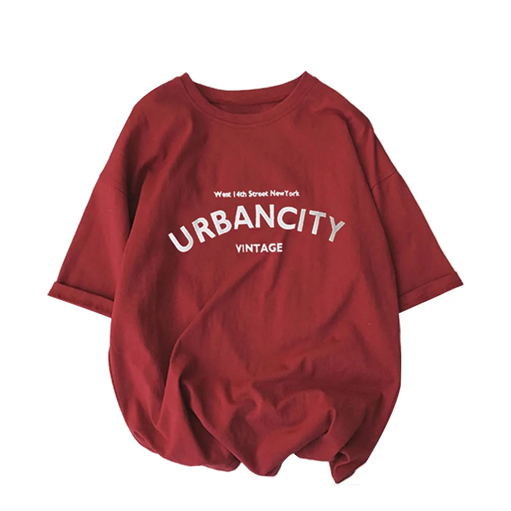 Women Students Shirt Summer Top Pullover Short Curved Sleeve Printed Letters Large and Loose Shirts 
Women Students Shirt Summer Top Pullover Short Curved Sleeve Printed Letters Large and Loose Shirts