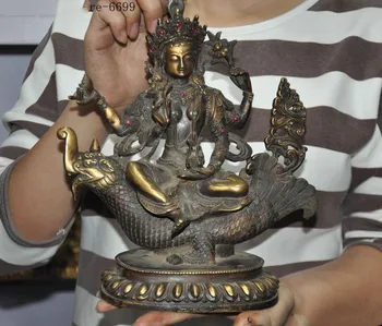 Christmas Tibet Buddhism bronze Inlay gem 4 arms tara guanyin goddess riding beast statue New Year
Christmas Tibet Buddhism bronze Inlay gem 4 arms tara guanyin goddess riding beast statue New Year