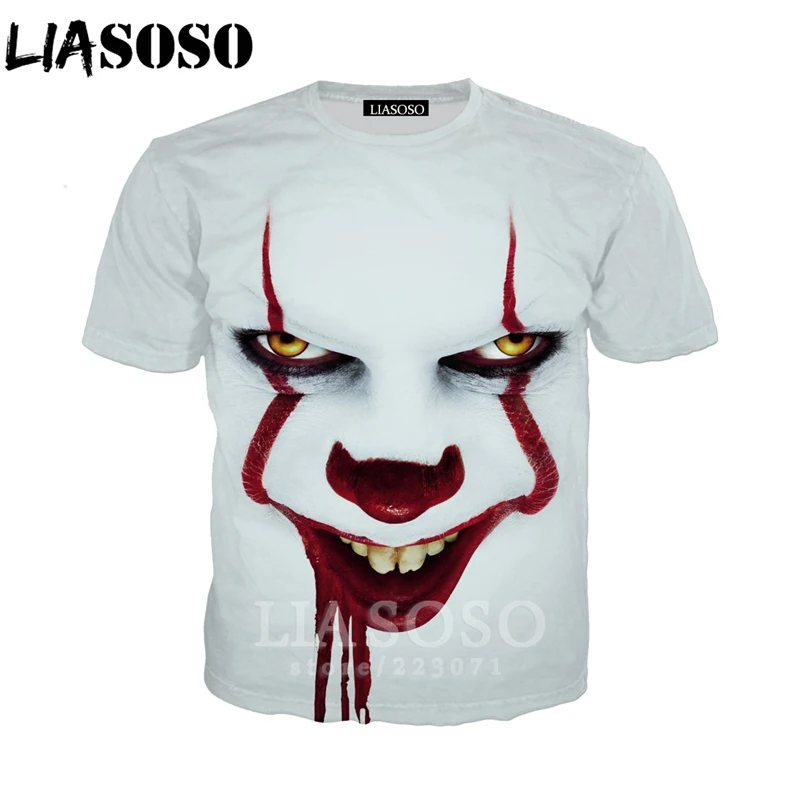 LIASOSO Men Tshirt 3D Print Horror Movie It Chapter Two T Shirt Unisex Funny Men's T-shirts Women Cosplay Clown Tees Tops D010-3
LIASOSO Men Tshirt 3D Print Horror Movie It Chapter Two T Shirt Unisex Funny Men's T-shirts Women Cosplay Clown Tees Tops D010-3
