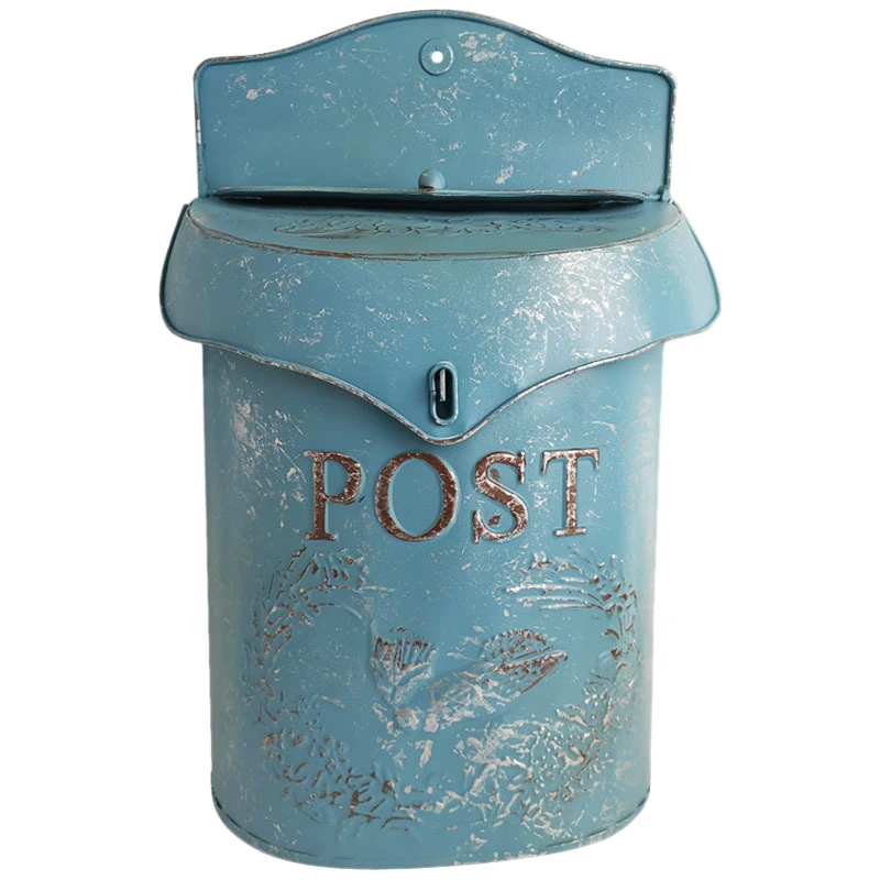 Фото Европейский стиль Железный Ретро почтовый ящик синий | Дом и сад