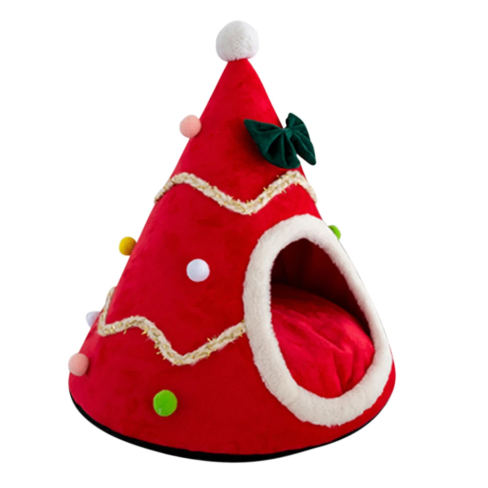 Christmas Tree Shape Dog Cat Bed House Home Warm Sleeping Bed Half Closed Soft Winter Nest Bed Cage Christmas Decoration Christmas Tree Shape Dog Cat Bed House Home Warm Sleeping Bed Half Closed Soft Winter Nest Bed Cage Christmas Decoration