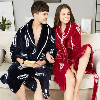 Women Men Flannel Bath Robe Sleepwear Winter Bath Robe Pea Print Couple Bathrobe Thick Warm Dressing Gown Female Dropshipping
Women Men Flannel Bath Robe Sleepwear Winter Bath Robe Pea Print Couple Bathrobe Thick Warm Dressing Gown Female Dropshipping