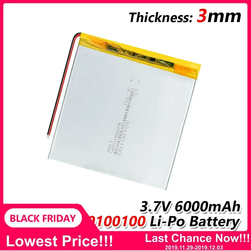 1/2/4 Pcs Rechargeable 3.7V 30100100 6000mAh Li-polymer Lithium Polymer Battery Replacement For E-book Tablet Laptop E-book
1/2/4 Pcs Rechargeable 3.7V 30100100 6000mAh Li-polymer Lithium Polymer Battery Replacement For E-book Tablet Laptop E-book