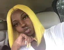 Fashion-Peluca de cabello humano con cierre frontal para mujer, pelo Remy Color rubio, Morado, rosa, prearrancado, barata, parte Bob corto, 180% T