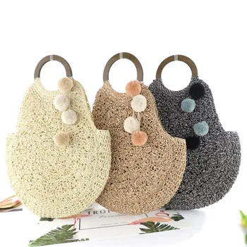 New woven straw bag portable hanging ball beach bag fashion casual women handbag
New woven straw bag portable hanging ball beach bag fashion casual women handbag