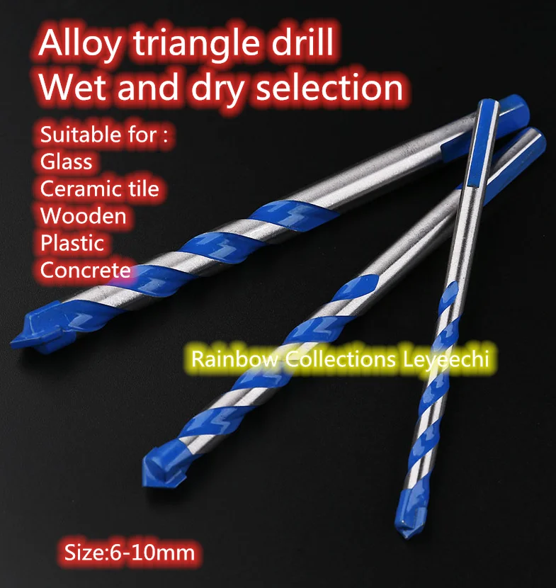 Multifunction 6-8mm Triangle Drill Bit Tiling Cement Ceramic Wall Glass Hole Opener Stone Blue Cutter Nail Metal | Инструменты