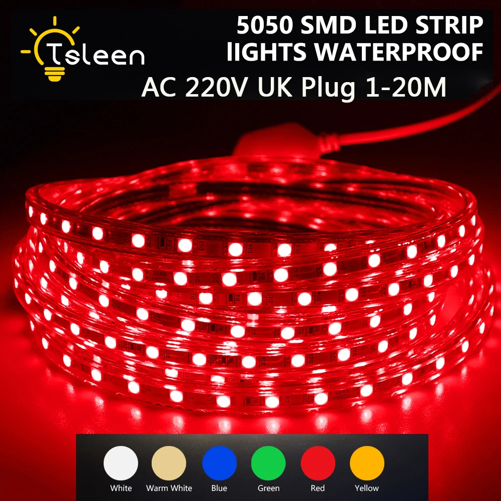 TSLEEN LED STRIP LIGHTS FLEXIBLE IP67 WATERPROOF AC 220V 1~20M UK PLUG 5050SMD 60PCS / M CUSTOM SIZE DIY FOR CLUBS
TSLEEN LED STRIP LIGHTS FLEXIBLE IP67 WATERPROOF AC 220V 1~20M UK PLUG 5050SMD 60PCS / M CUSTOM SIZE DIY FOR CLUBS