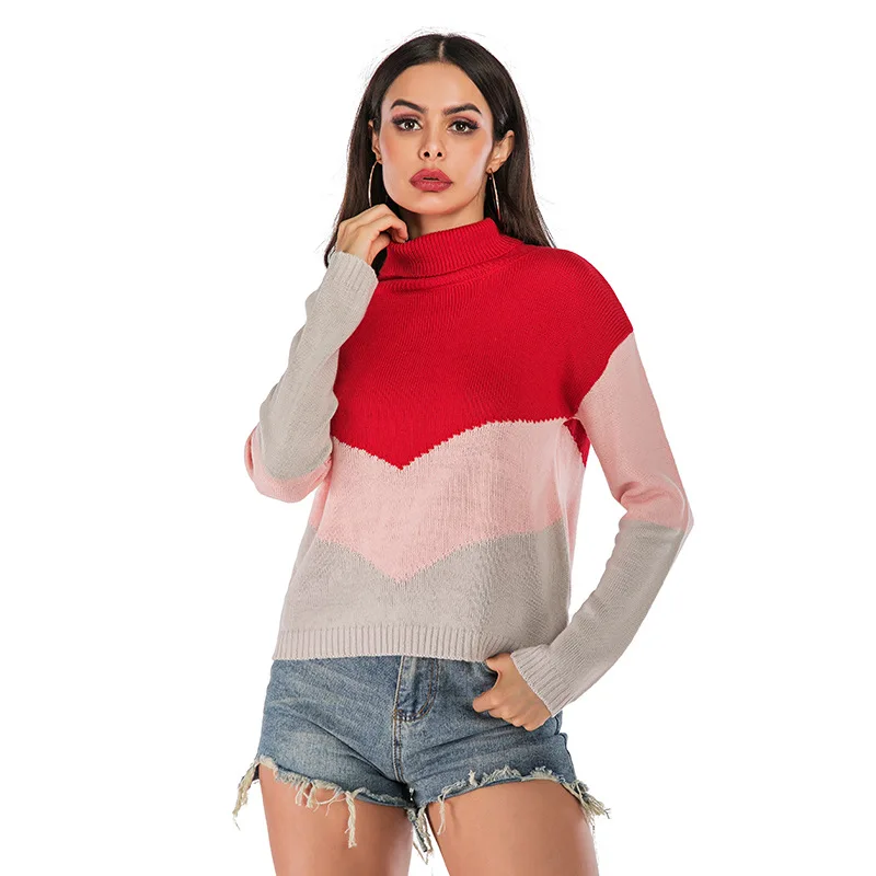 Spring Autumn Women's Long Sleeve Turtleneck Sweater Ladies Contrast Patchwork Loose Knitted Shirts Pullover Tops
Spring Autumn Women's Long Sleeve Turtleneck Sweater Ladies Contrast Patchwork Loose Knitted Shirts Pullover Tops