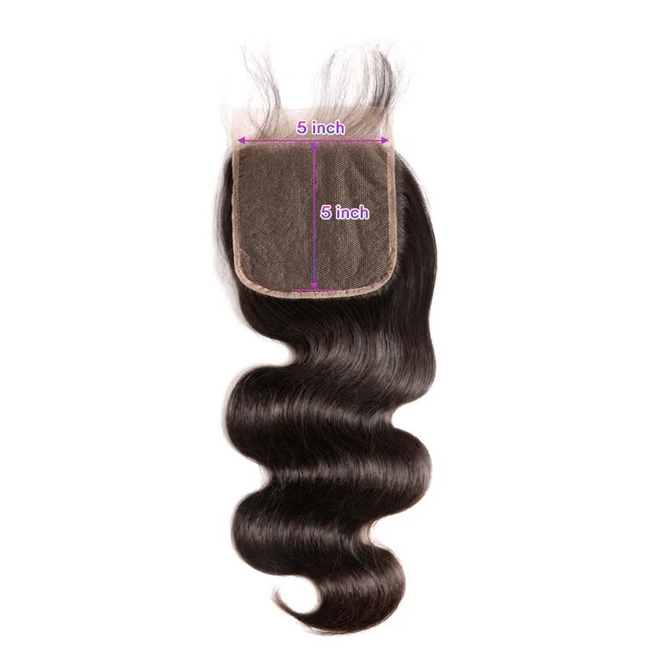 Натуральные волнистые волосы Stema 3 пучка с кружевной застежкой 5x5 натуральные не