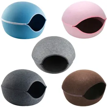 Natural Felt Cat Bed Breathable Pet Kitten Cave Round Cat Bed House with Cushion Pets Puppy Warm Nest Pet Accessories #1 
Natural Felt Cat Bed Breathable Pet Kitten Cave Round Cat Bed House with Cushion Pets Puppy Warm Nest Pet Accessories #1