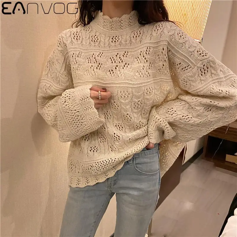 Women Long Sleeve High Neck Hollow Out Simplee knitted Sweater Pullover Loose Solid Simple Elegant Sweater Autumn Winter Shirt
Women Long Sleeve High Neck Hollow Out Simplee knitted Sweater Pullover Loose Solid Simple Elegant Sweater Autumn Winter Shirt