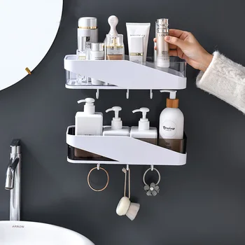 1 Pcs Wall Mounted Bathroom Shelf Shampoo Cosmetic Coat Hook Storage Rack Punch-free Household Items Bathroom Accessories 
1 Pcs Wall Mounted Bathroom Shelf Shampoo Cosmetic Coat Hook Storage Rack Punch-free Household Items Bathroom Accessories