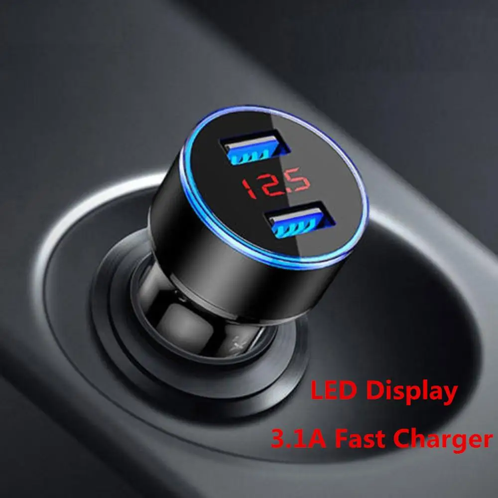 Автомобильное зарядное устройство с двумя USB портами 5 В/3 1 А со светодиодным