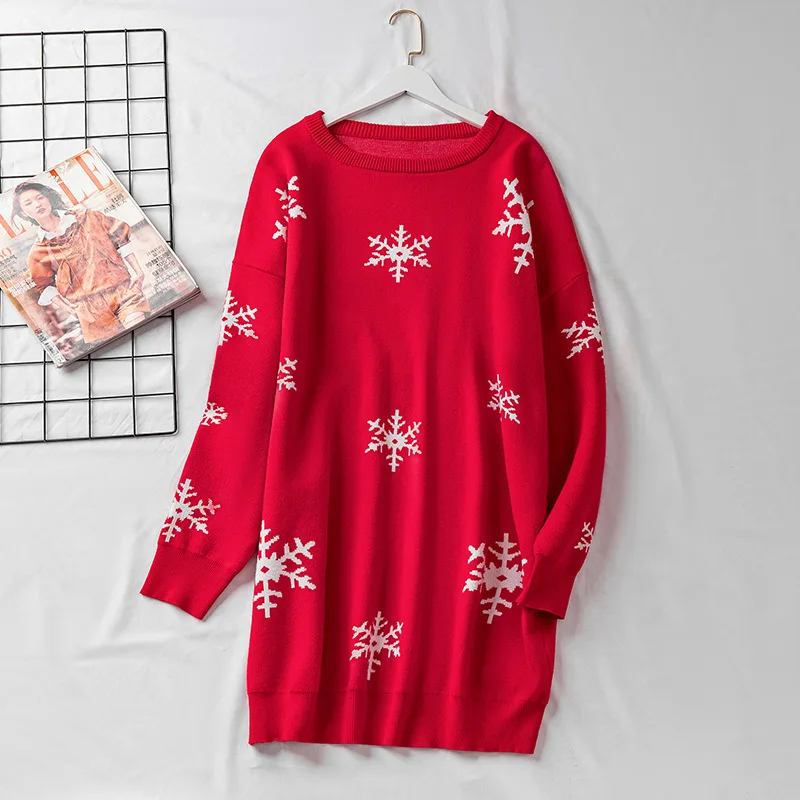 170Kg Plus Size Women's Autumn Loose Round Neck Snowflake Sweater Dress Bust 160cm 5XL 6XL 7XL 8XL 9XL 10XL Long-sleeved Dress
170Kg Plus Size Women's Autumn Loose Round Neck Snowflake Sweater Dress Bust 160cm 5XL 6XL 7XL 8XL 9XL 10XL Long-sleeved Dress