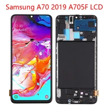 Ensemble complet écran tactile LCD TFT, pour Samsung Galaxy A70, avec cadre non compatible, Identification par empreinte digitale=