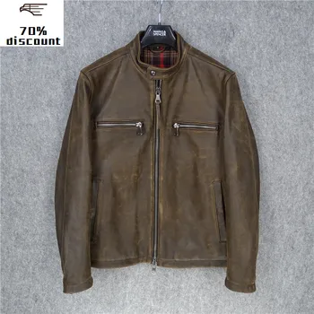 2020 American Style Vintage Brown Men Biker's Leather Jacket Genuine Thick Cowhide Autumn Slim Fit Motorcycle Leather Coat
2020 American Style Vintage Brown Men Biker's Leather Jacket Genuine Thick Cowhide Autumn Slim Fit Motorcycle Leather Coat