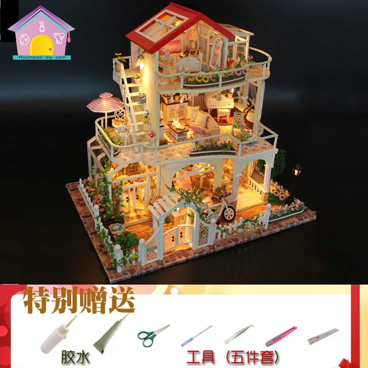Handmade Diy Cabin Creative Gift Model Toy Birthday Gift Light Three-story Villa Gift for Girls Doll House Furniture
Handmade Diy Cabin Creative Gift Model Toy Birthday Gift Light Three-story Villa Gift for Girls Doll House Furniture