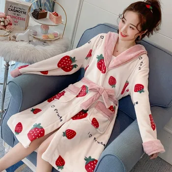 Warm Pajamas Women Winter Bathrobes Cute Sweet Fruit Print Cartoon Soft Flannel Bathrobes Beauty Home Clothes Comfortable Warm
Warm Pajamas Women Winter Bathrobes Cute Sweet Fruit Print Cartoon Soft Flannel Bathrobes Beauty Home Clothes Comfortable Warm
