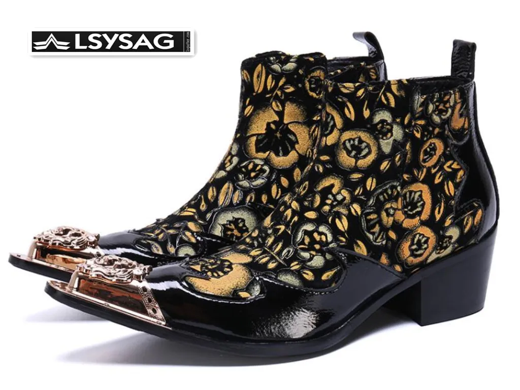 Designer Floral Party Prom Men Boots Genuine Leather Ankle Boots Increase Height Pointed Toe Formal Boots Male
Designer Floral Party Prom Men Boots Genuine Leather Ankle Boots Increase Height Pointed Toe Formal Boots Male