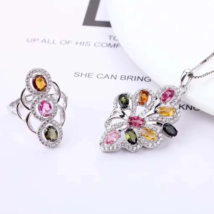 Extra-value 925 Silver Natural Tourmaline Jewelry Set Pendant Necklace + Ring Exotic Fashion
Extra-value 925 Silver Natural Tourmaline Jewelry Set Pendant Necklace + Ring Exotic Fashion