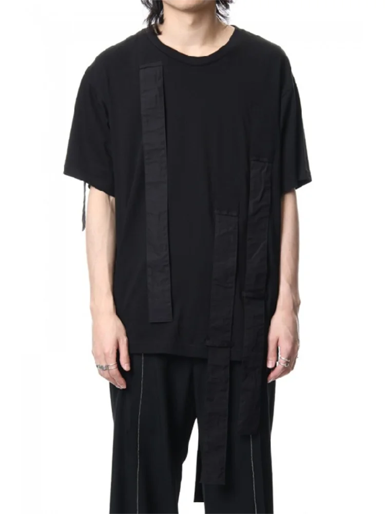 Men's Short-Sleeved T-Shirt Summer New Brunet Round Collar Condole Belt Splicing Design Loose Leisure Tide Men's Clothing
Men's Short-Sleeved T-Shirt Summer New Brunet Round Collar Condole Belt Splicing Design Loose Leisure Tide Men's Clothing