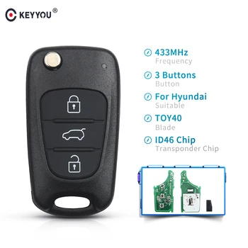 KEYYOU Remote 3 Buttons 433MHz ID46 Chip Flip Folding Auto Remote Car Key For Hyundai I20 I30 IX35 IX45 With TOY43 Blade
KEYYOU Remote 3 Buttons 433MHz ID46 Chip Flip Folding Auto Remote Car Key For Hyundai I20 I30 IX35 IX45 With TOY43 Blade