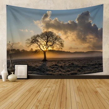 

Artwork Tapestry The scenery Grassland lone tree in the sunset Wall Hanging Tapestries Decor Wall Cloth Beach Towel Decoration