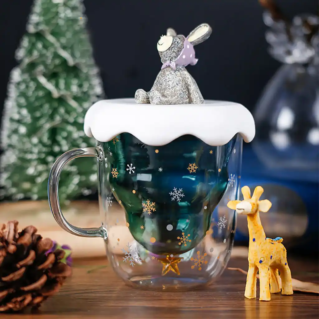cup glass christmas tree star water cup high temperature mug