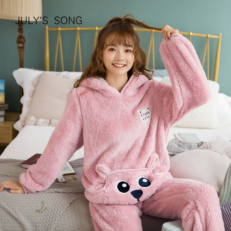 JULY'S SONG 2019 Autumn and Winter Flannel Women's Sleepwear Thick Plush Pajamas Set Cartoon Cute Girl Plus Velvet Homewear
JULY'S SONG 2019 Autumn and Winter Flannel Women's Sleepwear Thick Plush Pajamas Set Cartoon Cute Girl Plus Velvet Homewear