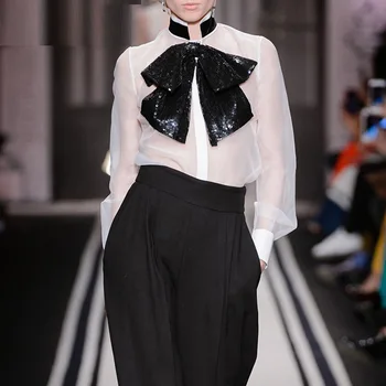2020 Fashion Spring Summer Sexy See Through Mesh Sheer Blouse Shirt Women Sequin Bow Luxury Brand Perspective Long Sleeve Tops
2020 Fashion Spring Summer Sexy See Through Mesh Sheer Blouse Shirt Women Sequin Bow Luxury Brand Perspective Long Sleeve Tops
