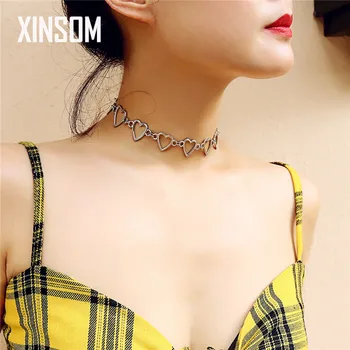XINSOM Korean Sweet Love Heart Choker Necklace Statement Girls Gift Cute Silver Color Necklace Jewelry Collier Femme 2020 XS007
XINSOM Korean Sweet Love Heart Choker Necklace Statement Girls Gift Cute Silver Color Necklace Jewelry Collier Femme 2020 XS007