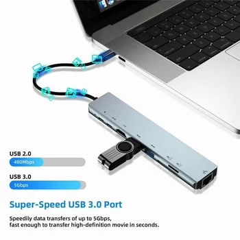 8 in 1 USB C Hub Type-C to 4K HDMI Adapter Docking Station TF Card Reader PD Charging Adapter Expander For Laptop PC MacBook Pro
8 in 1 USB C Hub Type-C to 4K HDMI Adapter Docking Station TF Card Reader PD Charging Adapter Expander For Laptop PC MacBook Pro