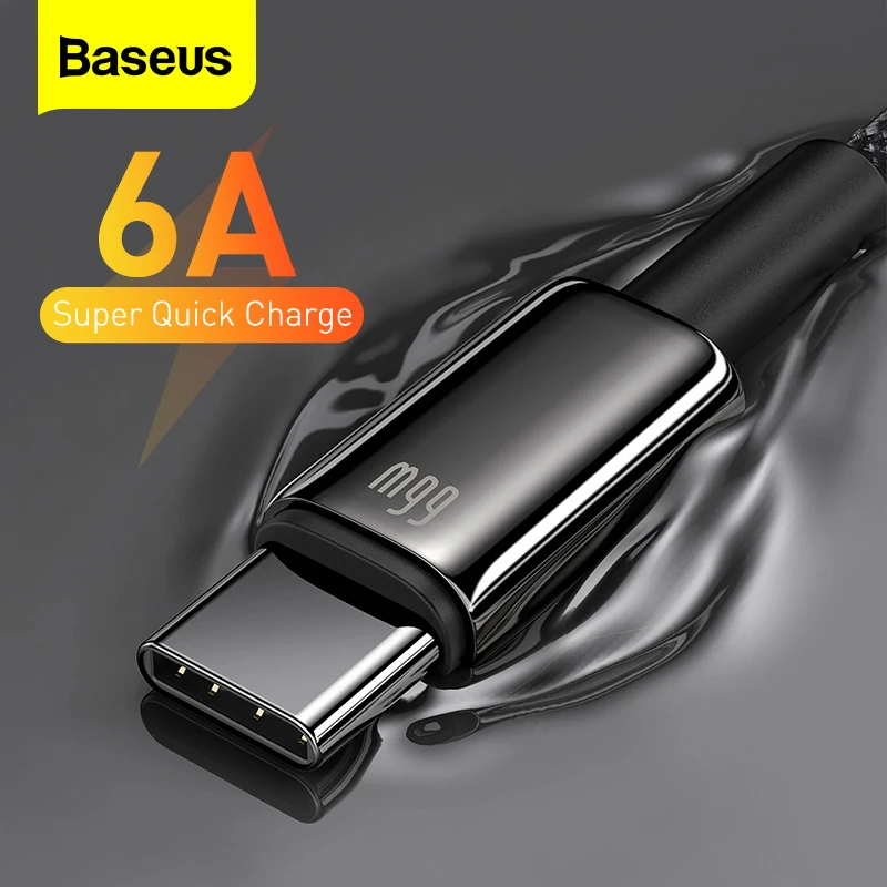 Baseus 6A USB Type C кабель для быстрой зарядки Huawei Mate 40 P40 Samsung 66 Вт 5A SCP FCP и передачи данных