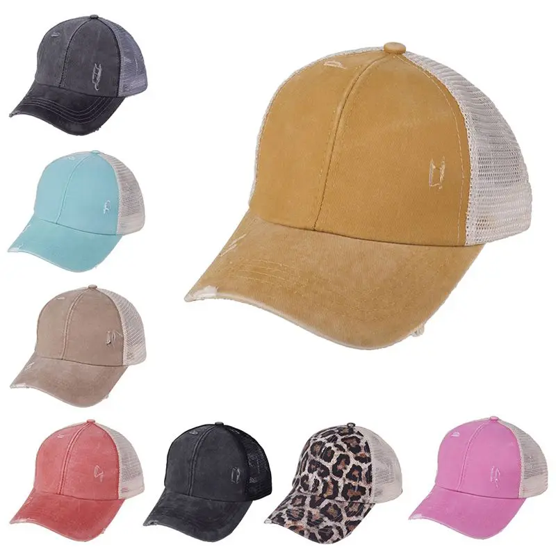 

Ponytail Baseball Cap Messy Bun Hats For Women Washed Cotton Snapback Caps Casual Summer Sun Visor Outdoor Hat New