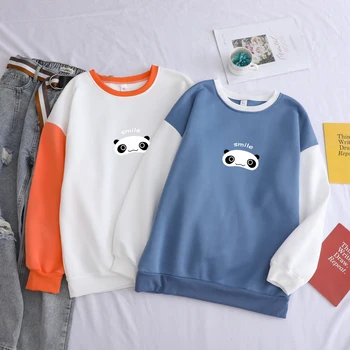 Autumn Winter Animal Panda Print Fashion Long Sleeve Smile Sweatshirt Women Spell Color Patchwork Casual Loose Pullover Spliced
Autumn Winter Animal Panda Print Fashion Long Sleeve Smile Sweatshirt Women Spell Color Patchwork Casual Loose Pullover Spliced