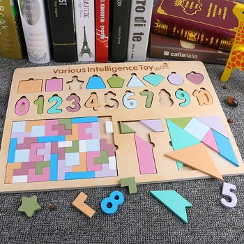 Various Intelligence Toy 5 game sets Digit 0-10 puzzle and Geometric shapes puzzles and Tangram kids wood puzzle Montessori toys
Various Intelligence Toy 5 game sets Digit 0-10 puzzle and Geometric shapes puzzles and Tangram kids wood puzzle Montessori toys