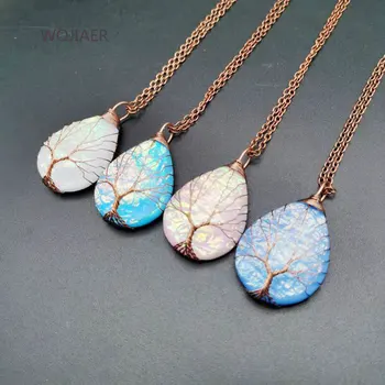 Copper Color Tree of Life Wire Wrap Pendant Necklace Water Drops Natural Stone Color Change Ripple Handmade Jewelry ZBM097 
Copper Color Tree of Life Wire Wrap Pendant Necklace Water Drops Natural Stone Color Change Ripple Handmade Jewelry ZBM097